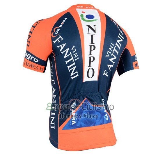 Vini Fantini Ropa Ciclismo Culotte Corto 2015 Hombre Mangas Cortas Naranja y Azul